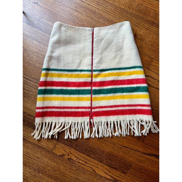Vintage Upcycled Handmade Pendleton Wool Blanket Stripe Mini Skirt- Size Medium - Picture 1 of 4